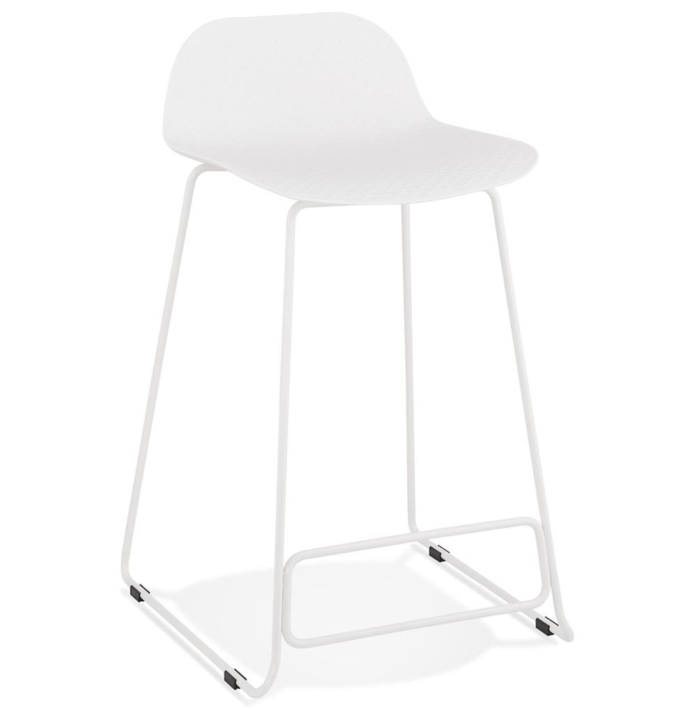 Eleganter Barhocker JORALI - 66cm Sitzhöhe - komplett weiß - minimalistisches Design für moderne Küchen_