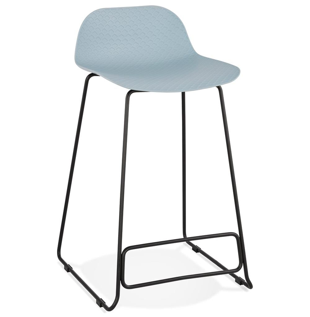 Auffälliger Barhocker JORALI - 66cm Sitzhöhe - blaue Sitzfläche - schwarze Beine - Blickfang für Cocktailbars_
