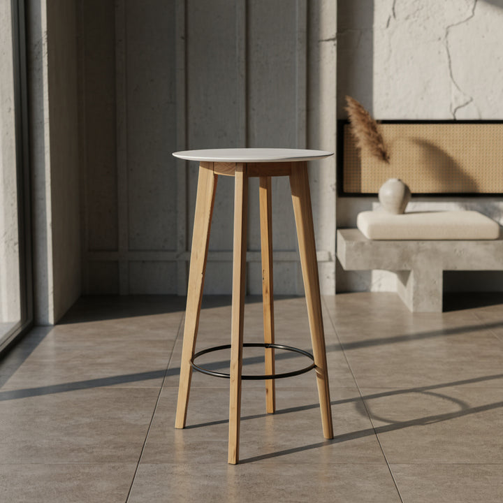 Runder Bartisch 60x60x110 cm aus Massivholz im skandinavischen Stil_