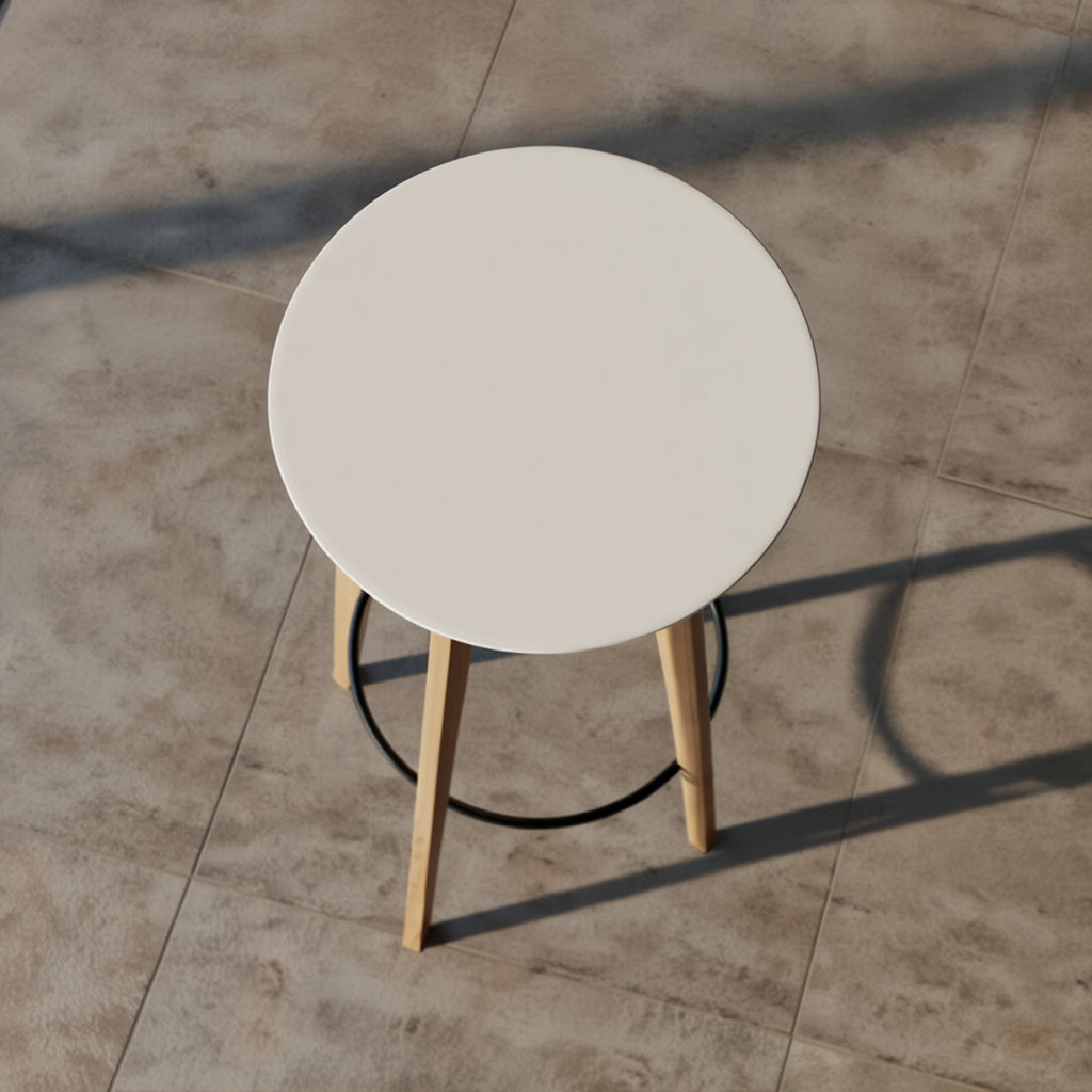 Hochwertiger Bartisch 110 cm Höhe – Massivholz Eiche mit runder Platte_