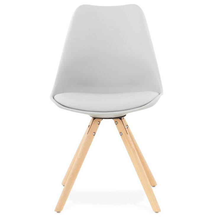 Küchenstuhl in Grau mit ergonomischer Form - 48 cm Sitzhöhe und Holzgestell von Kadima Design_