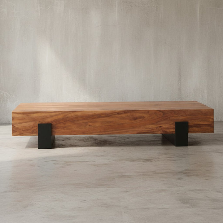 Holz-Sofatisch Sheesham_ Puristisches_ modernes Design_ handgefertigt &amp;amp; robust_ Schutzlackversiegelte Oberfläche - KADIMA DESIGN_Größe_ 115x44x22 cm_