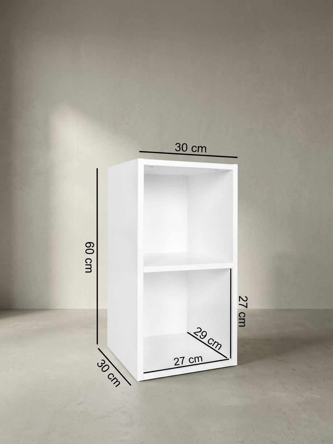 Technische Zeichnung des Standregals WL5.175 mit exakten Maßangaben Breite 30 cm Höhe 60 cm Tiefe 30 cm sowie den detaillierten Innenmaßen._