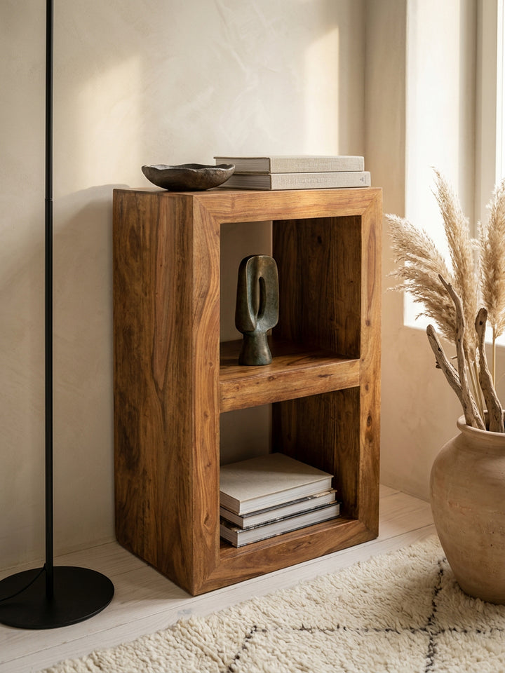 Rustikales Standregal_ Massivholz_ Akazie/Sheesham_ vielseitig nutzbar_ handgefertigt_ einfache Pflege - KADIMA DESIGN_Farbe_ Braun_ Größe_ 50x35x88 cm_