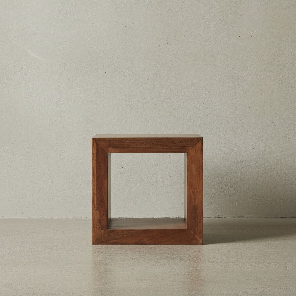 Sheesham Holz Standregal/Beistelltisch_ Geradlinig_ Handgefertigt_ 44x44x33 cm - KADIMA DESIGN_Größe_ 44x33x44 cm_