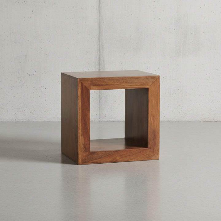Sheesham Holz Standregal/Beistelltisch_ Geradlinig_ Handgefertigt_ 44x44x33 cm - KADIMA DESIGN_Größe_ 44x33x44 cm_