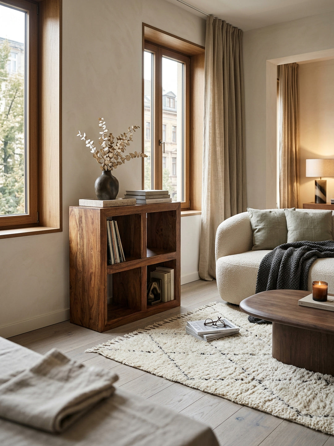Sheesham Standregal_ Massivholz_ einzigartige Maserung_ 4 Fächer_ 82x82x34 cm - KADIMA DESIGN_Größe_ 82x34x82 cm_