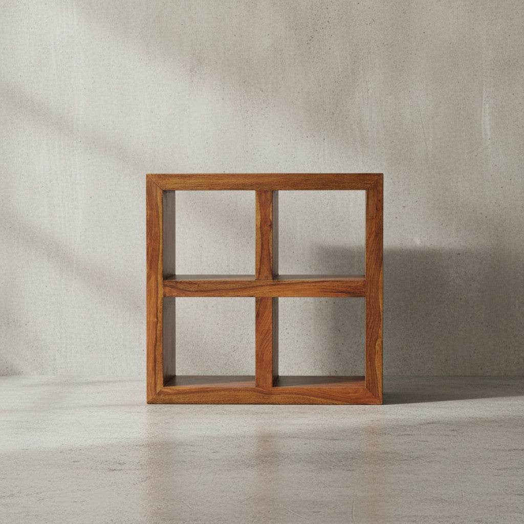 Sheesham Standregal_ Massivholz_ einzigartige Maserung_ 4 Fächer_ 82x82x34 cm - KADIMA DESIGN_Größe_ 82x34x82 cm_