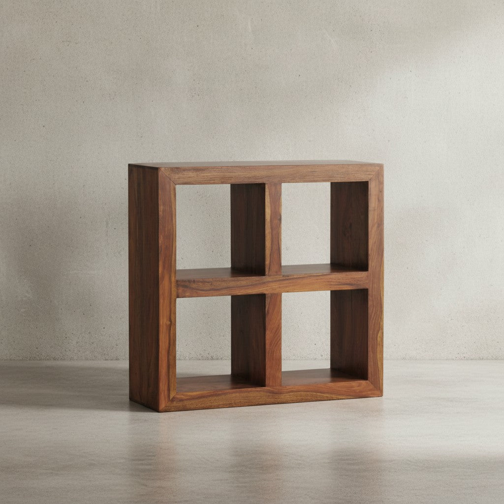 Sheesham Standregal  Massivholz  einzigartige Maserung  4 Fächer  82x82x34 cm - KADIMA DESIGN Größe  82x34x82 cm