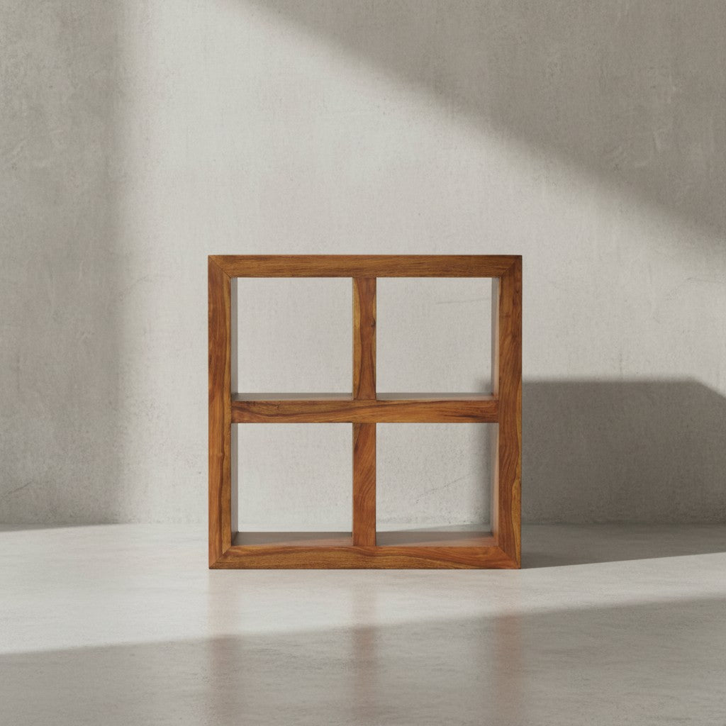 Sheesham Standregal  Massivholz  einzigartige Maserung  4 Fächer  82x82x34 cm - KADIMA DESIGN Größe  82x34x82 cm