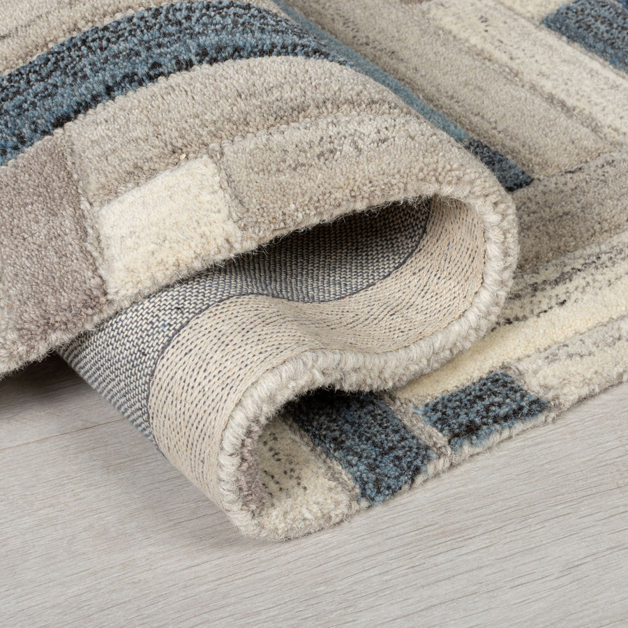 Wollteppich Mosaik-Design mehrfarbig ESK FINN_Läufer_