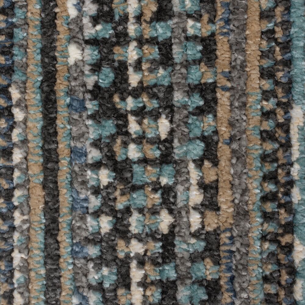 Geometrischer Wohnzimmer-Teppich in Naturfarben Blau Rechteckig