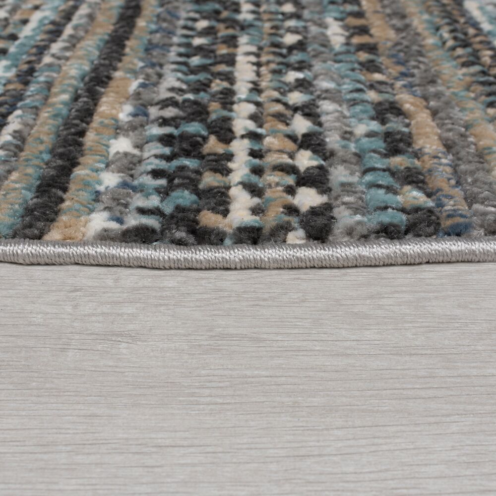 Teppich Streifen-Design - strapazierfähig PERRAN - Blau 140x140 cm_Rund_