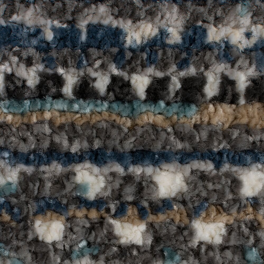 Geometrischer Wohnzimmer-Teppich in Naturfarben_Blau_Rund_