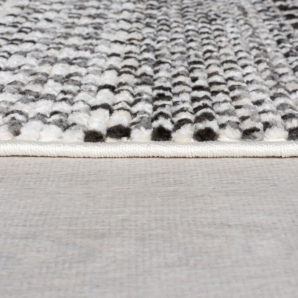 Teppich Streifen-Design - strapazierfähig PERRAN - Schwarz-Weiß 120x160 cm_Rechteckig_
