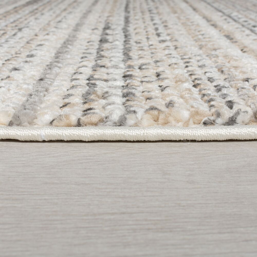 Teppich Streifen-Design - strapazierfähig PERRAN - Naturfarben 140x140 cm Rund