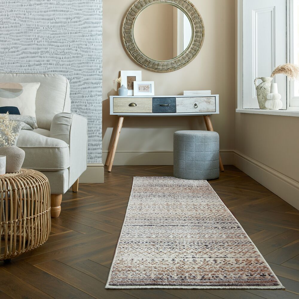 Geometrischer Wohnzimmer-Teppich in Naturfarben Naturfarben Läufer