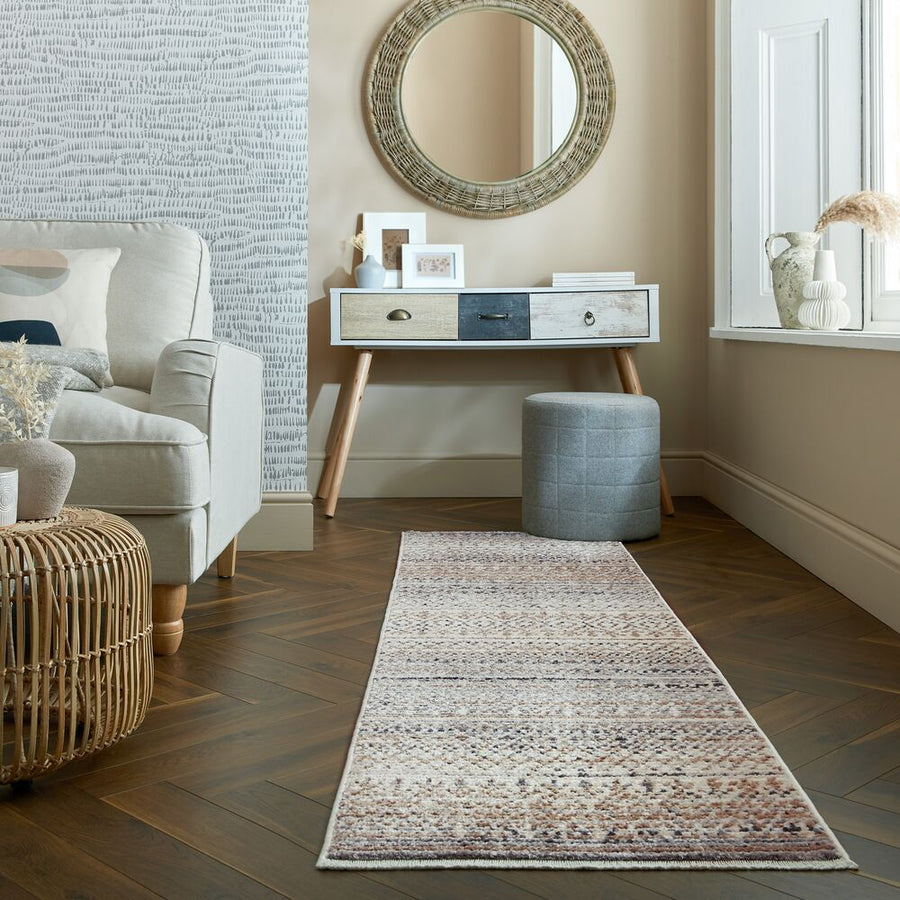 Geometrischer Wohnzimmer-Teppich in Naturfarben_Naturfarben_Läufer_