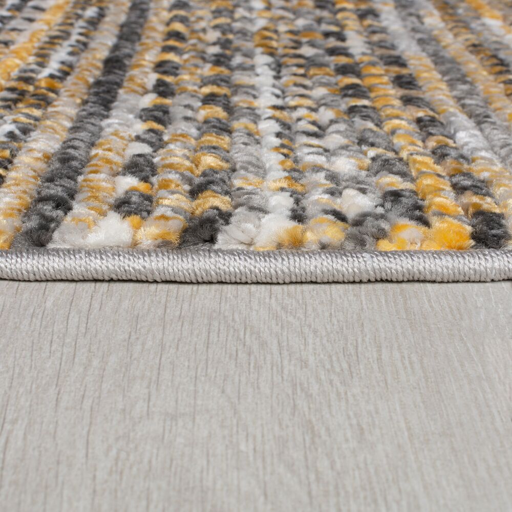Teppich Streifen-Design - strapazierfähig PERRAN - Senfgelb 120x160 cm_Rechteckig_