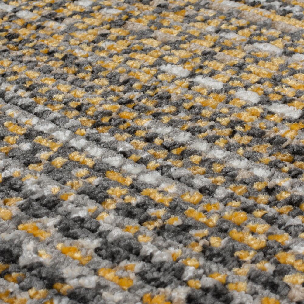 Geometrischer Wohnzimmer-Teppich in Naturfarben_Senfgelb_Rechteckig_