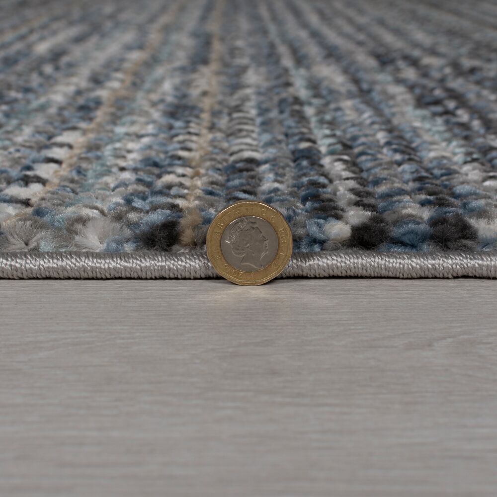 Teppich Streifen-Design - strapazierfähig PERRAN - Blau 120x160 cm_Rechteckig_