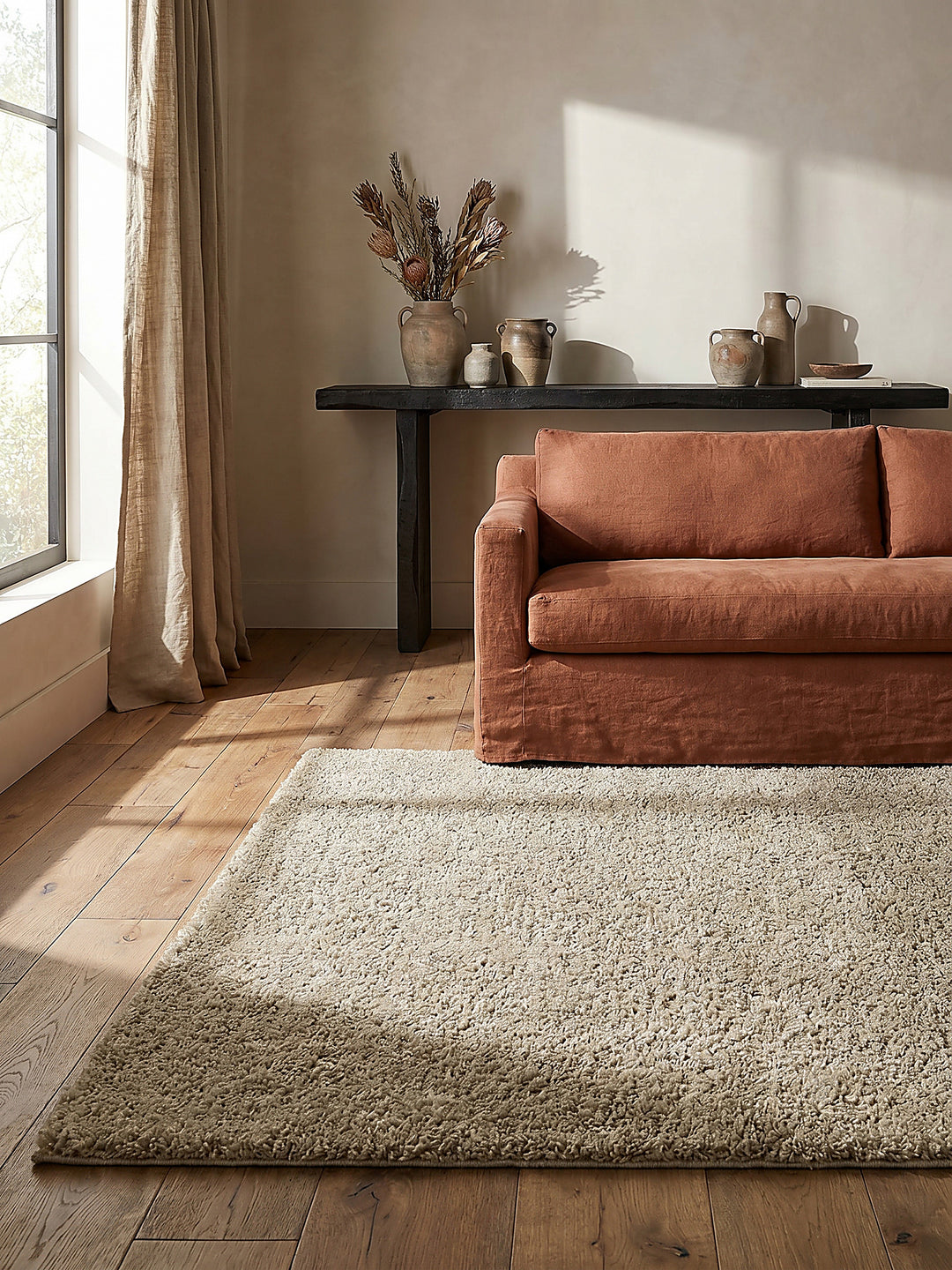 Teppich Beige als Wandteppich_