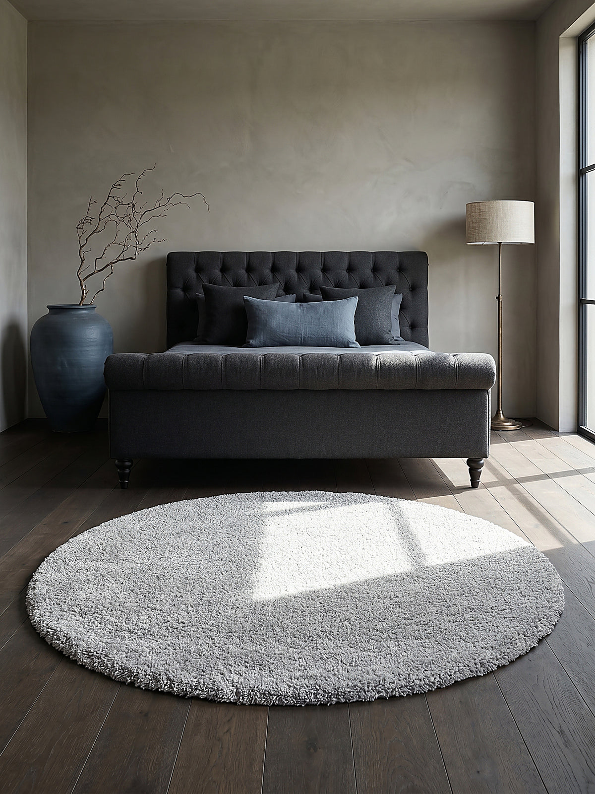 Teppich Grau rund Editorial Styling_