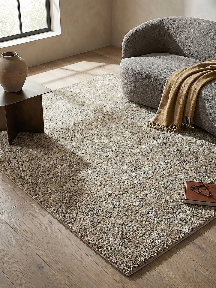 Teppich Beige quadratisch Draufsicht_