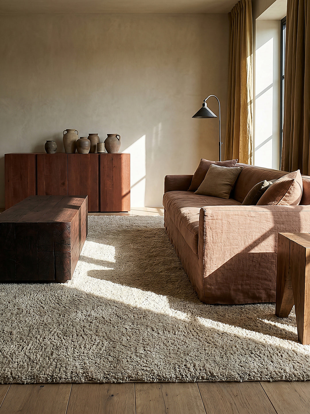 Teppich Beige rechteckig Editorial Styling_