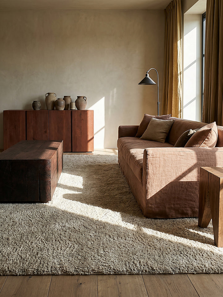 Teppich Beige rechteckig Editorial Styling_