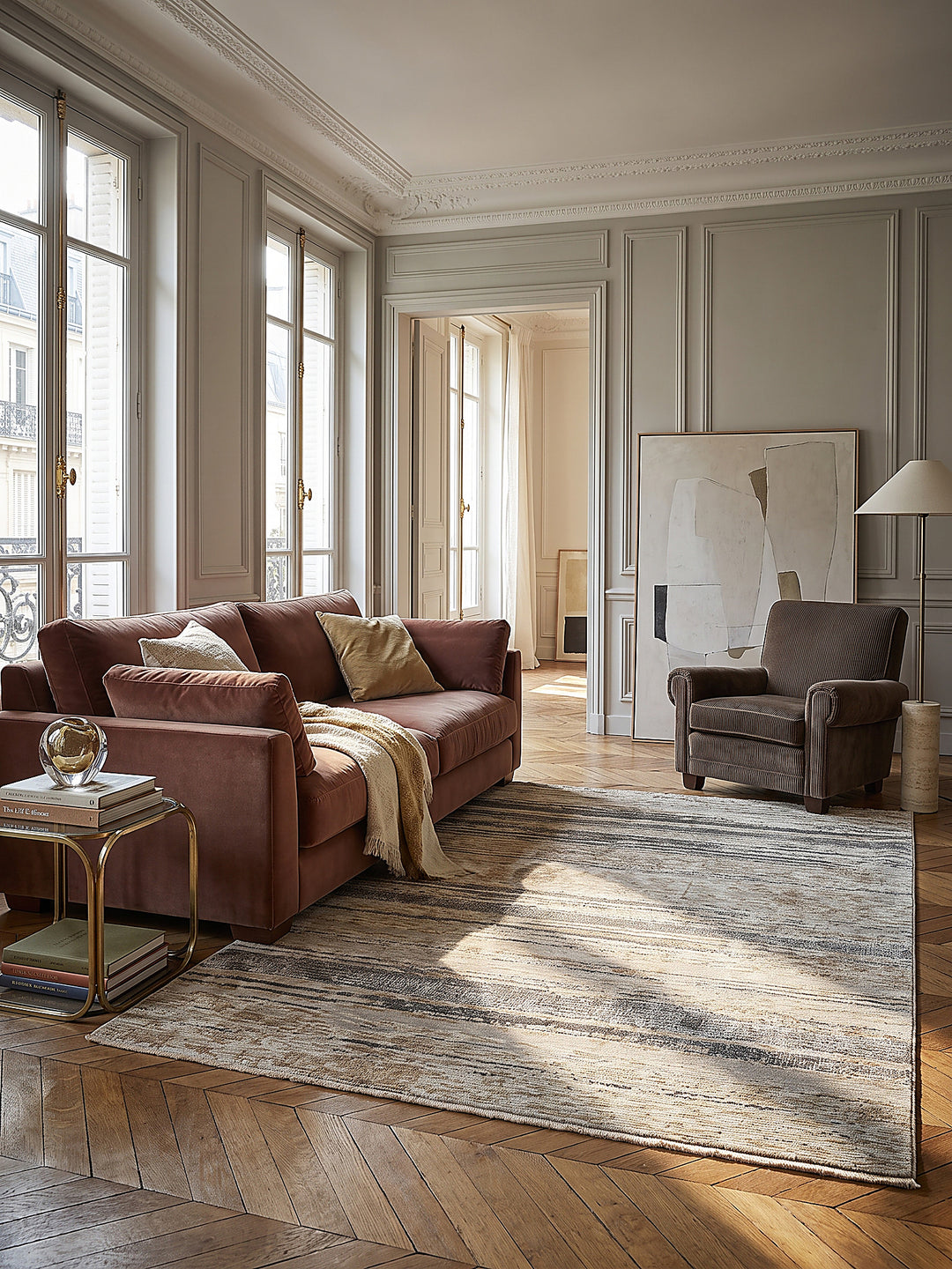 Teppich Natur rechteckig im modernen Wohnzimmer_