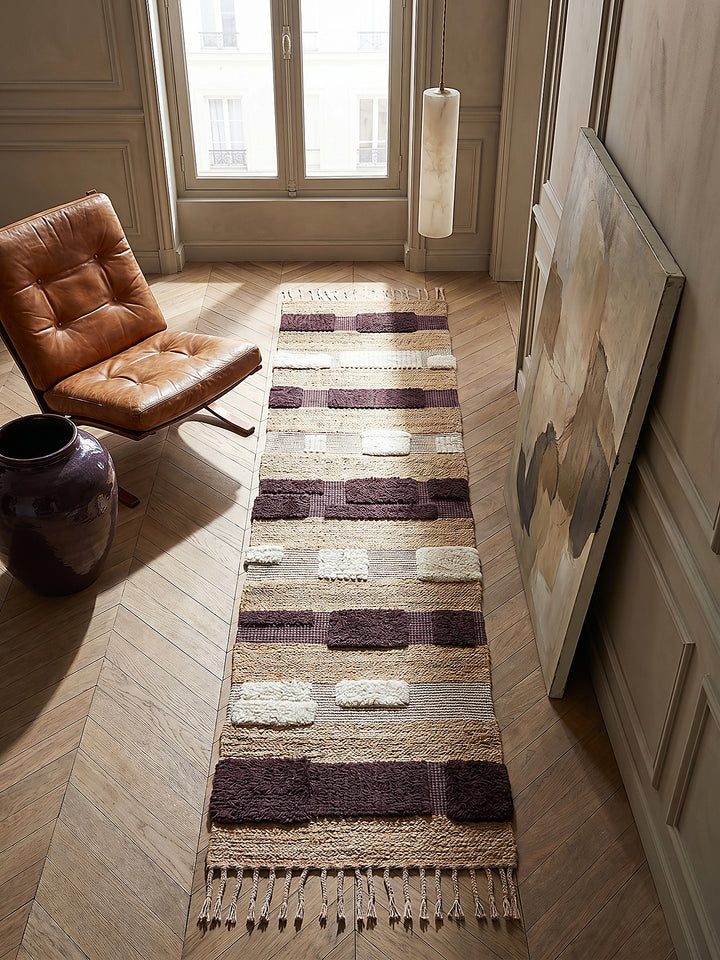 Teppich Natur-Lila Läufer Musteransicht von oben Designkollektion_