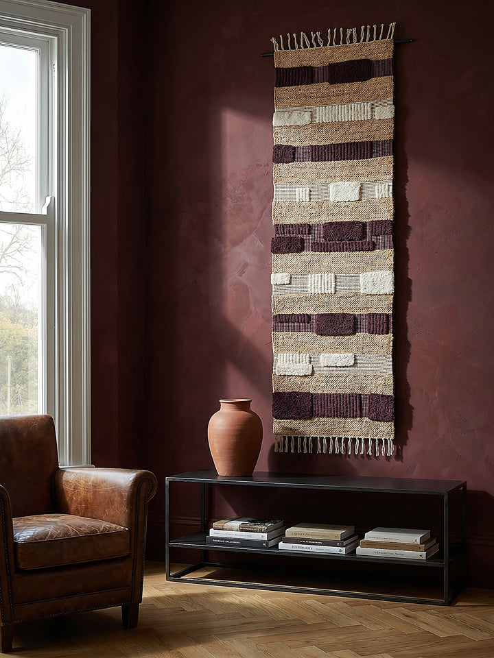 Teppich Natur-Lila Läufer als Wandteppich Wanddekoration Textilkunst Interior Design_