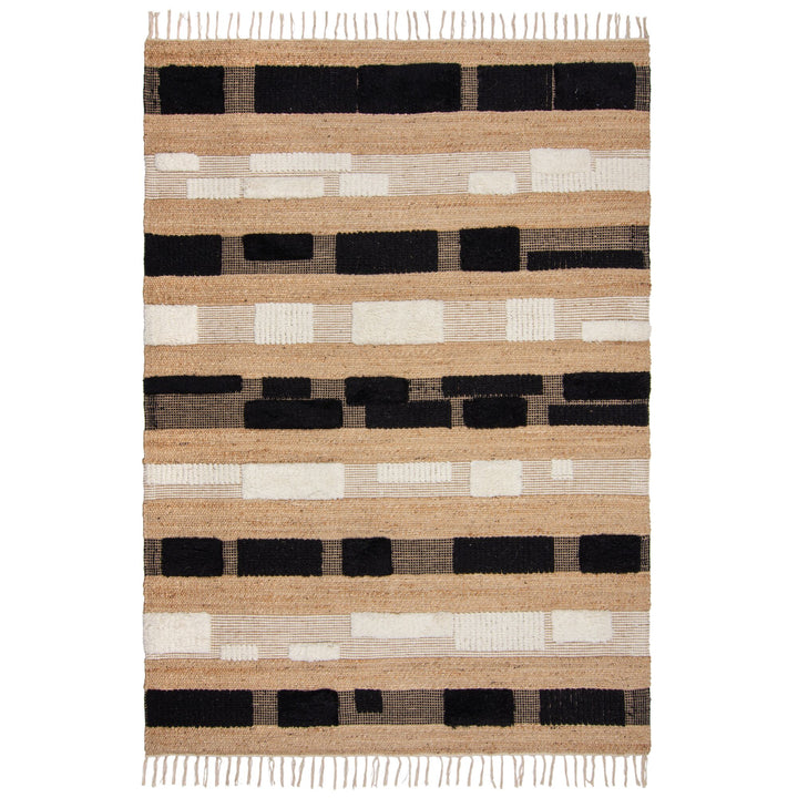 Teppich Hoch-Tief Struktur Gestreift - Patchwork-Optik - mit Fransen wendbar - Esszimmer schmutzabweisend_Rechteckig_