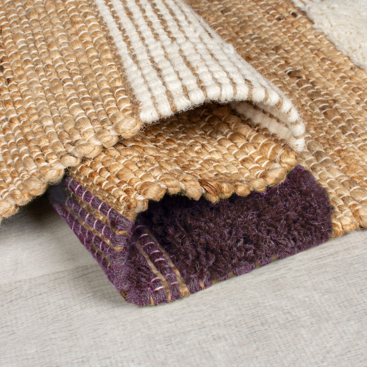 Teppich Hoch-Tief Struktur Gestreift - Patchwork-Optik - mit Fransen wendbar - Esszimmer schmutzabweisend Läufer