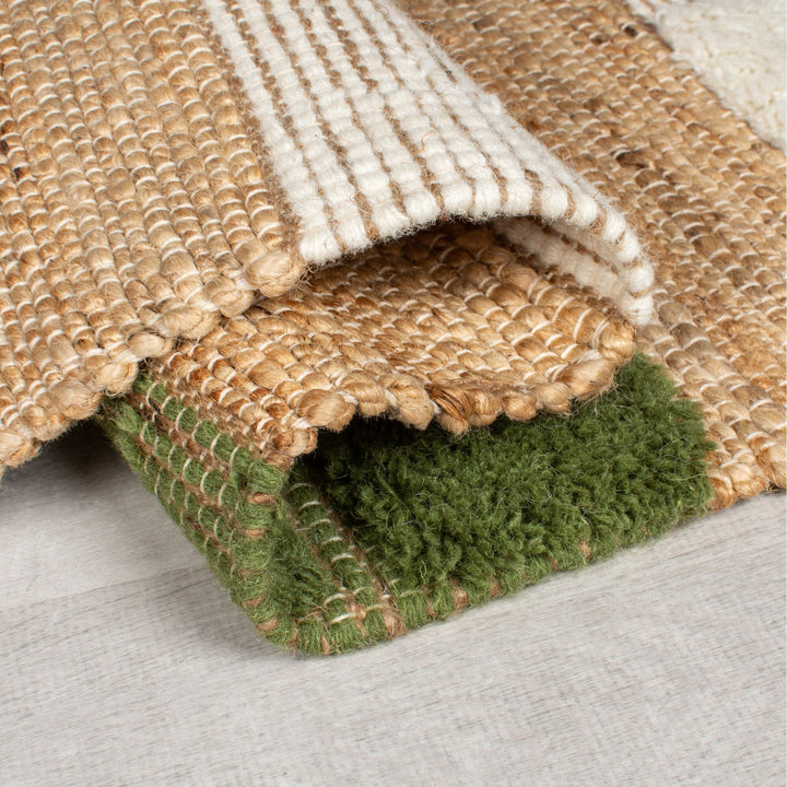 Teppich Hoch-Tief Struktur Gestreift - Patchwork-Optik - mit Fransen wendbar - Esszimmer schmutzabweisend_Läufer_