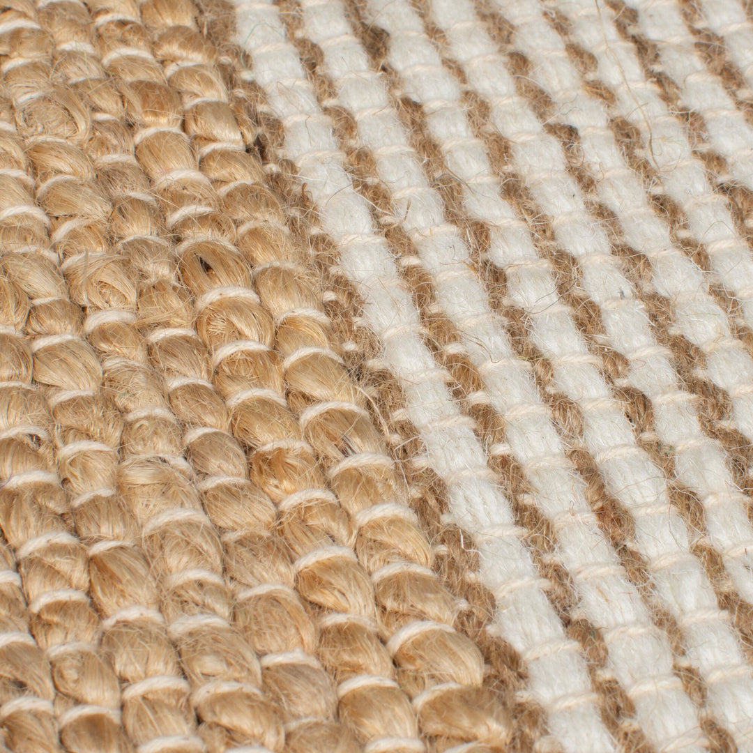 Teppich Hoch-Tief Struktur Gestreift - Patchwork-Optik - Fransen_Natur-Grün_Läufer_