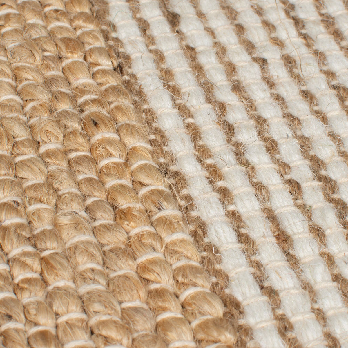 Teppich Hoch-Tief Struktur Gestreift - Patchwork-Optik - Fransen_Natur-Grün_Läufer_