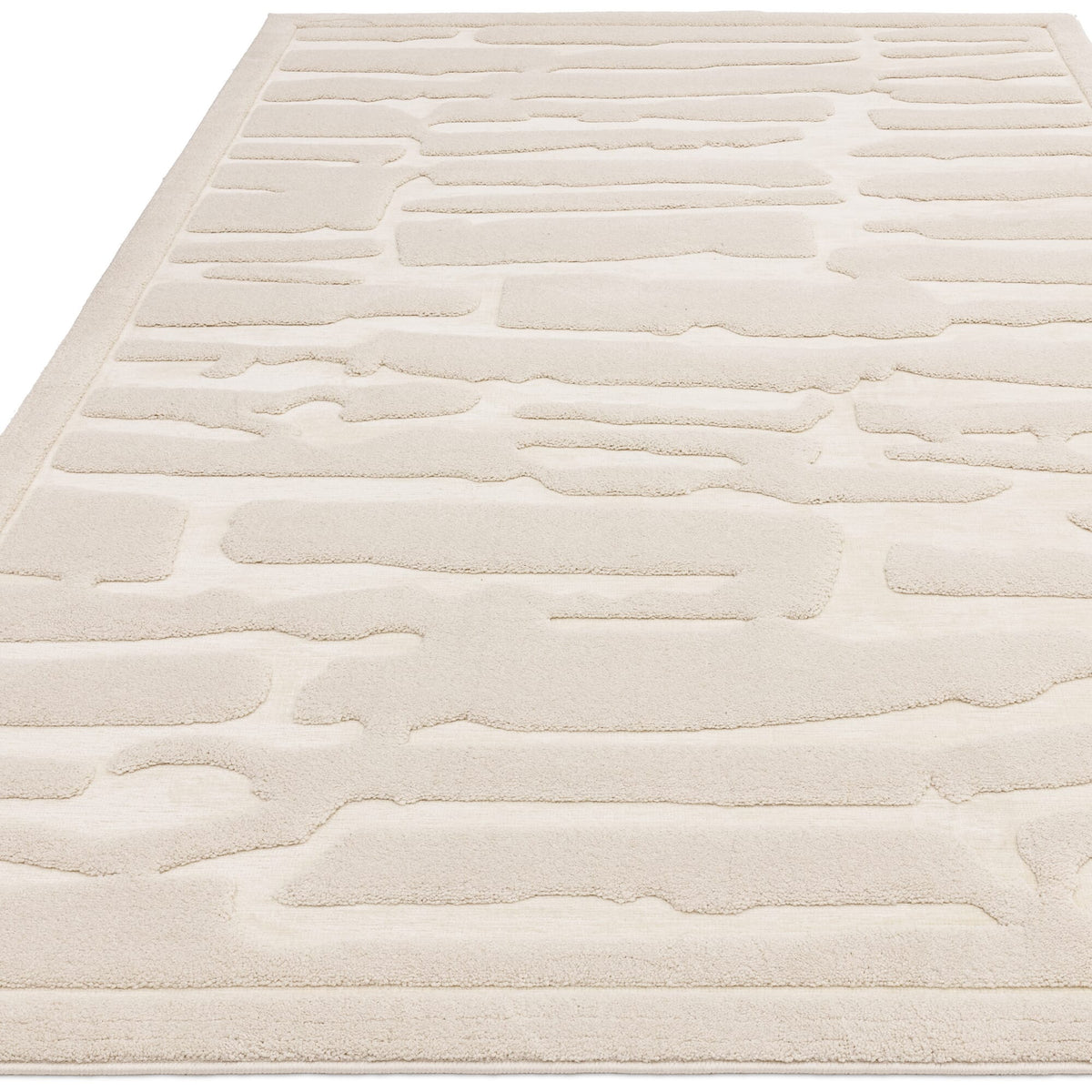 Designerteppich - 5-1kg leicht - 120x170cm - strukturiertes Elfenbein-Design - ideal für kleine Räume und Apartments - Kadima Design