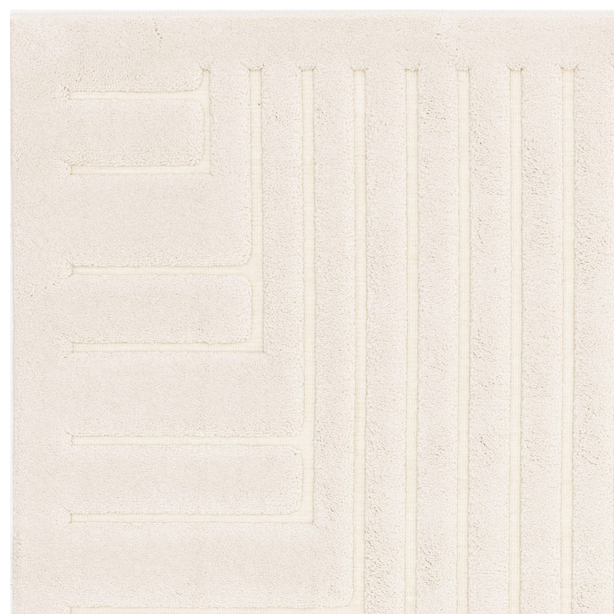 Polyesterteppich - 5kg leicht - pflegeleichte Oberfläche - elfenbeinfarbenes geometrisches Muster - passt zu verschiedenen Einrichtungsstilen - Kadima Design_