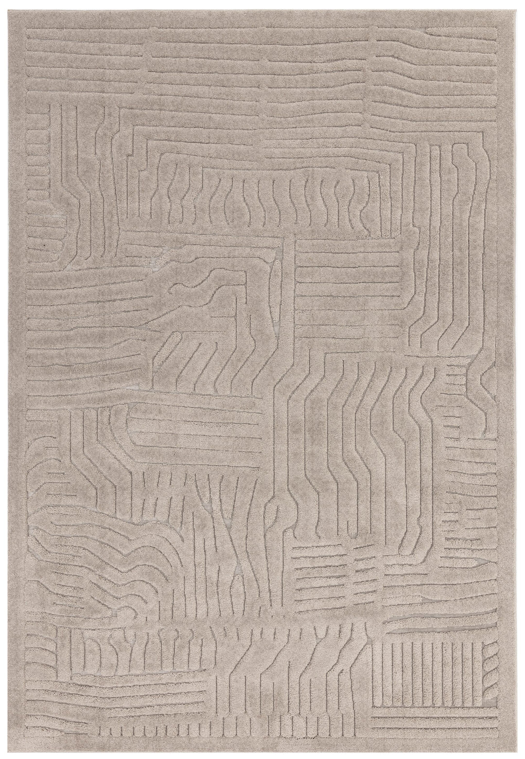 Strukturteppich 120x170cm - 3D-Relief in Taupe - weicher Polyesterflor - ideal für kleine Wohnzimmer - Kadima Design_