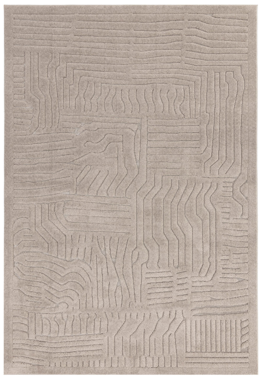 Strukturteppich 120x170cm - 3D-Relief in Taupe - weicher Polyesterflor - ideal für kleine Wohnzimmer - Kadima Design_