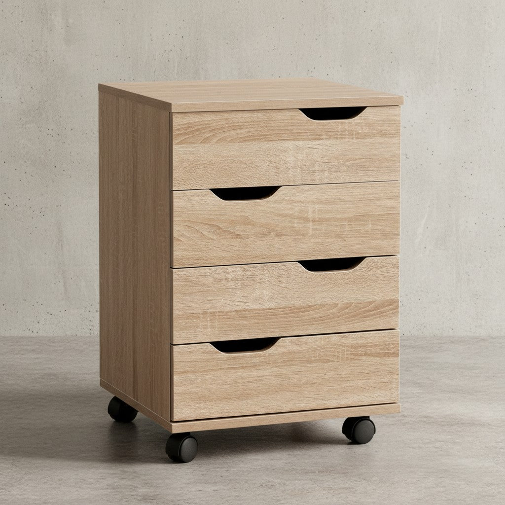 Stylischer Rollcontainer mit 4 Schubladen und Rollen_ Modernes Design für Büroambiente - KADIMA DESIGN_Größe_ 40x40x60 cm_