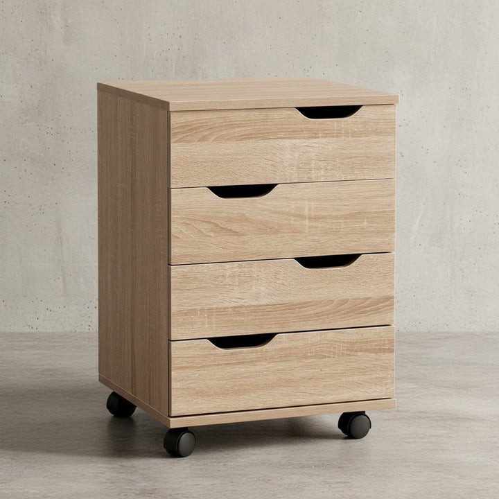Stylischer Rollcontainer mit 4 Schubladen und Rollen_ Modernes Design für Büroambiente - KADIMA DESIGN_Größe_ 40x40x60 cm_