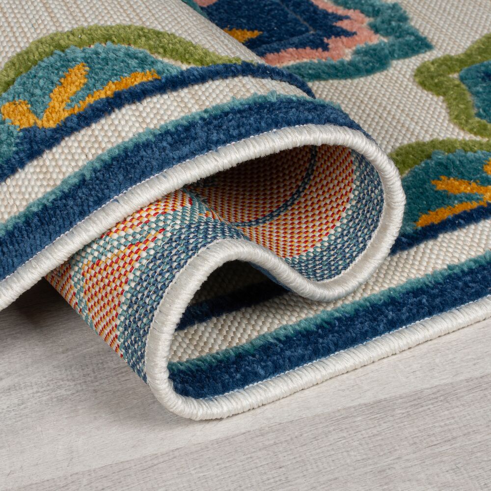 Outdoor-Teppich Floral-Design - superweich - blau MARDEN Rechteckig