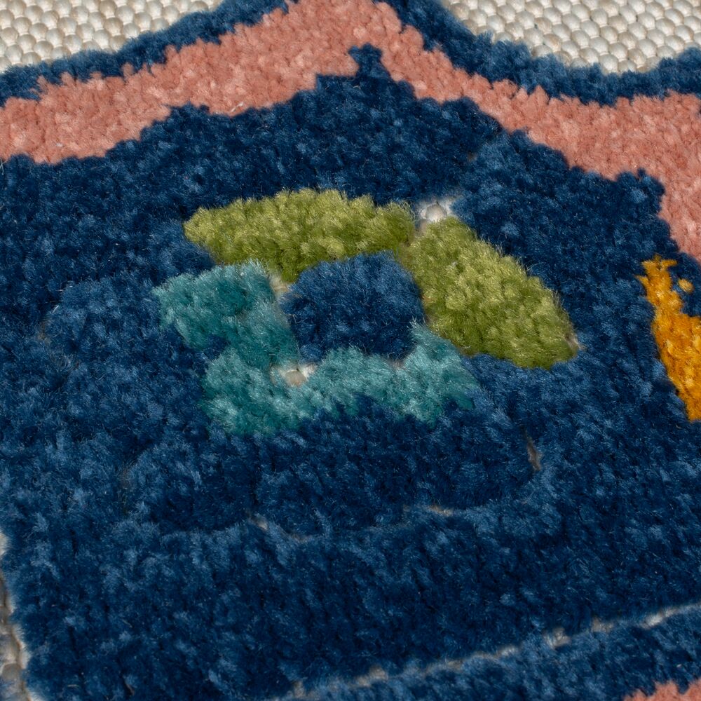 Superweicher Floral Outdoor-Teppich in Blau Blau Rechteckig