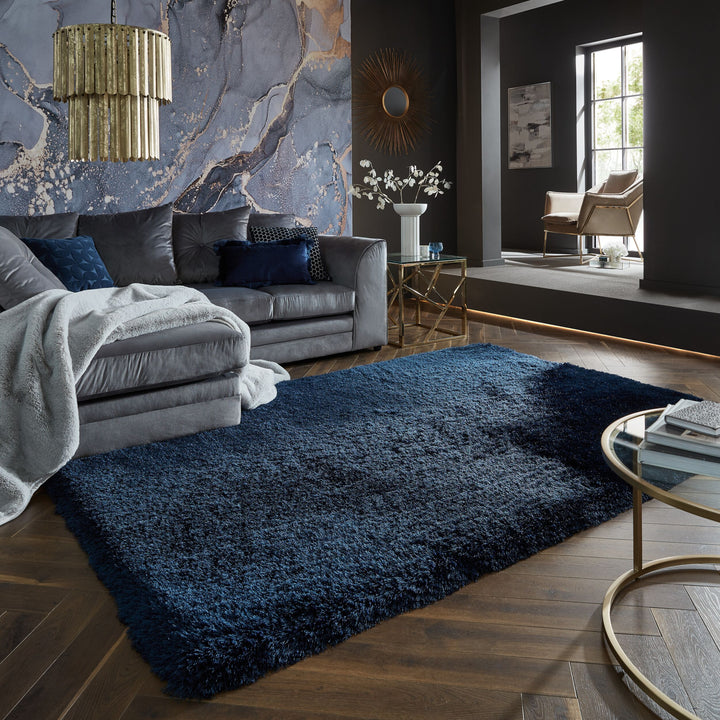 Superweicher Hochflor-Teppich in modernem Design_Blau_Rechteckig_