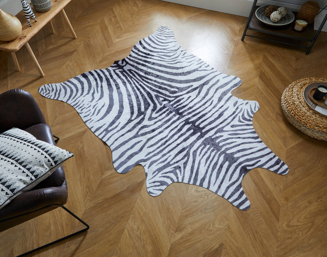TEES Tiermotiv-Teppich in Modernem Design_ 100% Polyester - Kadima Design_Weiß-Schwarz_#sku_BARK503119368000#