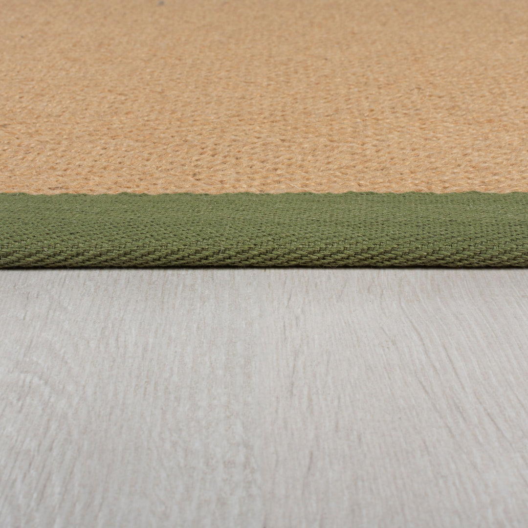 Teppich Jute mit Bordüre - Geometrisch-Design TRENT KIRA - Braun-Grün 120x170 cm_Rechteckig_