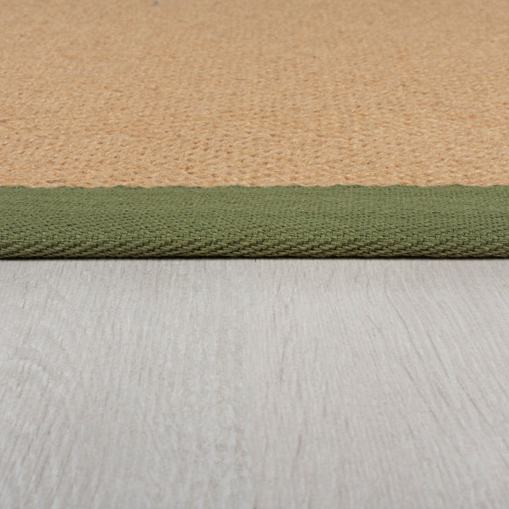 Teppich Jute mit Bordüre - Geometrisch-Design TRENT KIRA - Braun-Grün 120x170 cm_Rechteckig_